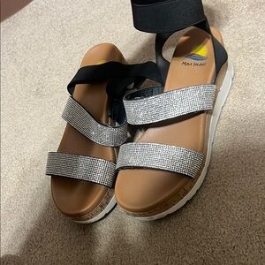 MIA Black and Silver Strappy Sandals